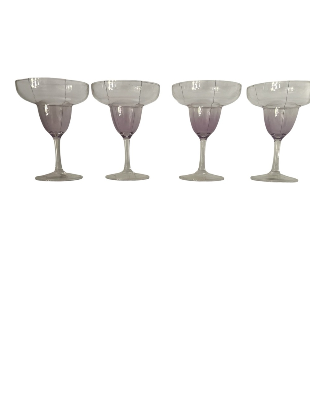 Set of 4 Blue/Gray Ombré -Margarita Glasses